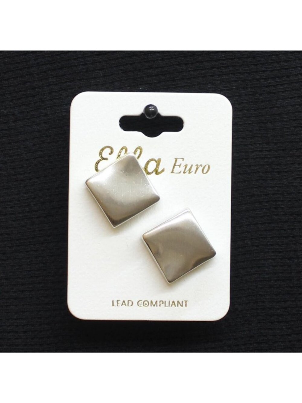 NWT Ella Euro Organic Metal Square Statement Post Earrings Silver Gray .75